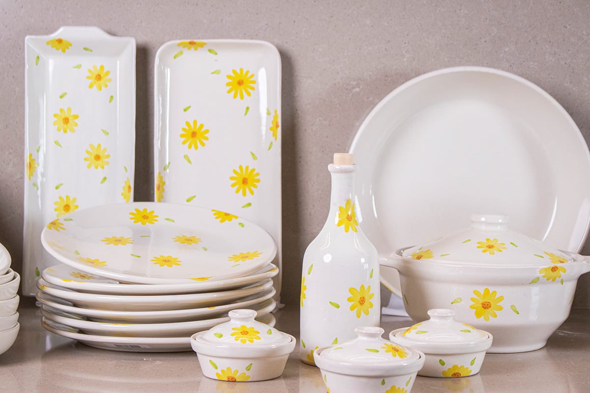 🌼 Sunny | Servizio da tavola in ceramica artigianale – 42 pezzi