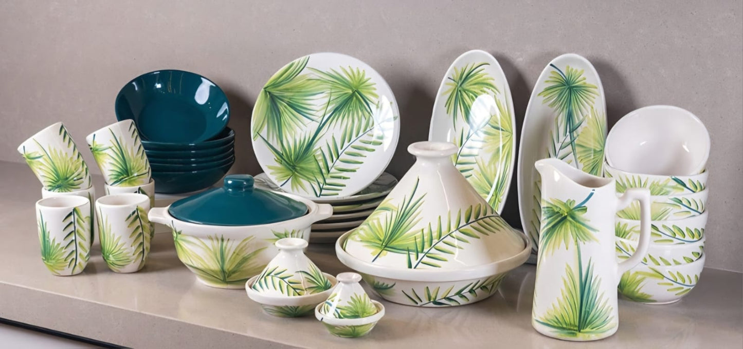 🌿 Leaf | Servizio da tavola in ceramica artigianale – 35 pezzi