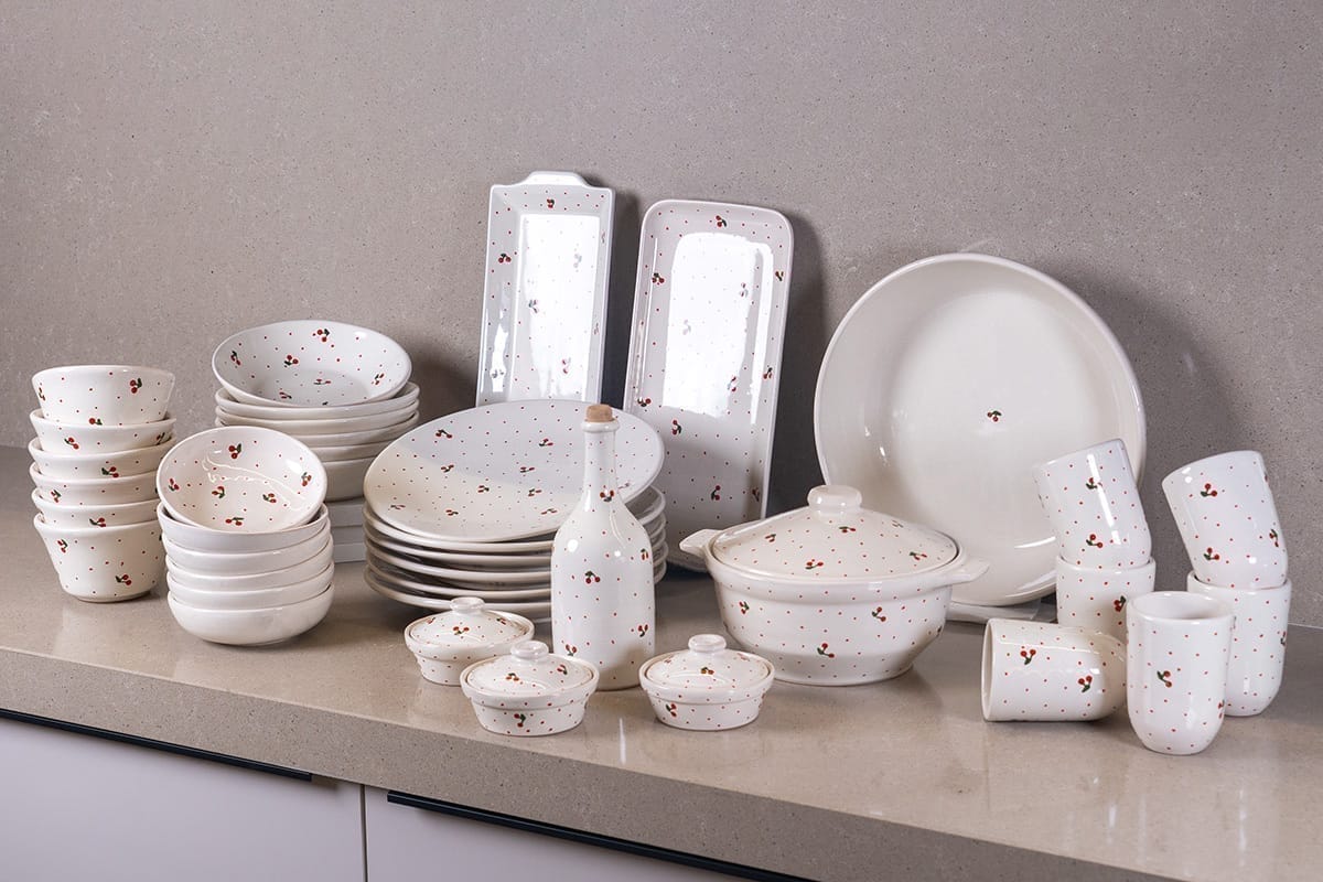 🍒 Cherry | Servizio da tavola in ceramica artigianale – 42 pezzi