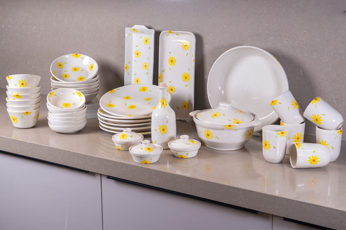 🌼 Sunny | Servizio da tavola in ceramica artigianale – 42 pezzi